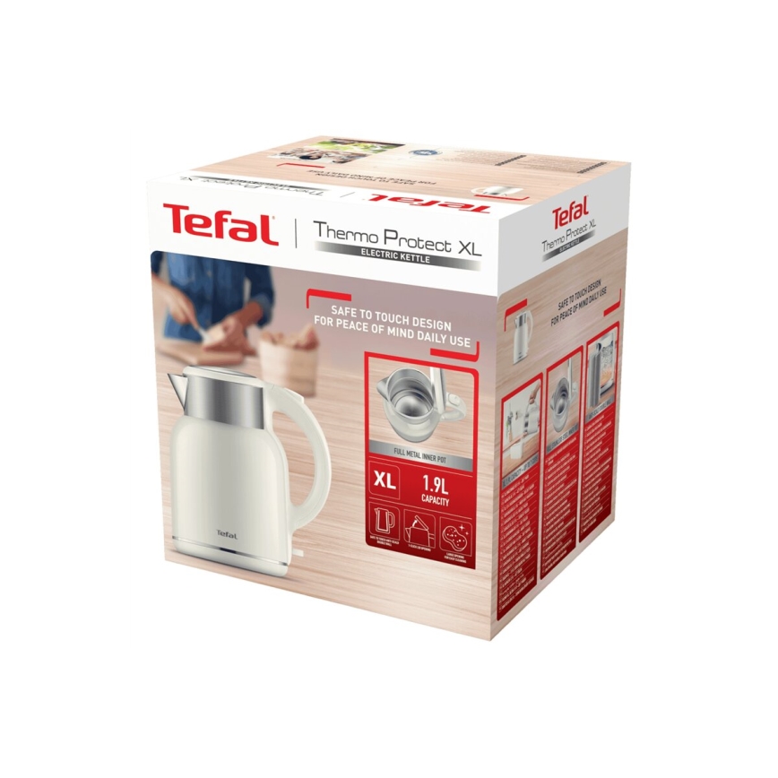 Tefal - Ketel THERMO PROTECT XL 1,9l 1650W/230V roestvrij/wit