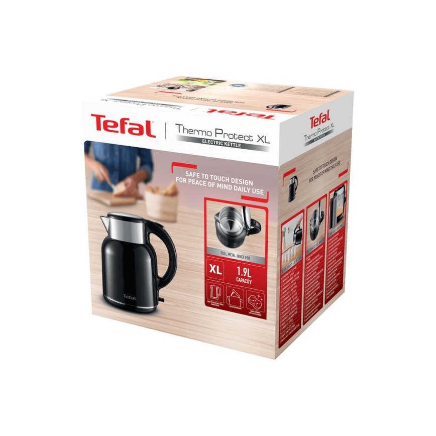 Tefal - Ketel THERMO PROTECT XL 1,9l 1650W/230V roestvrij/zwart