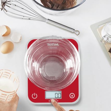Tefal - Keukenweegschaal OPTISS 2xAAA rood