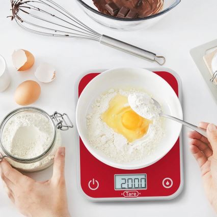 Tefal - Keukenweegschaal OPTISS 2xAAA rood