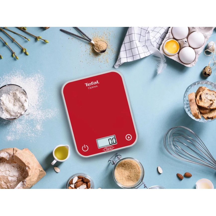 Tefal - Keukenweegschaal OPTISS 2xAAA rood