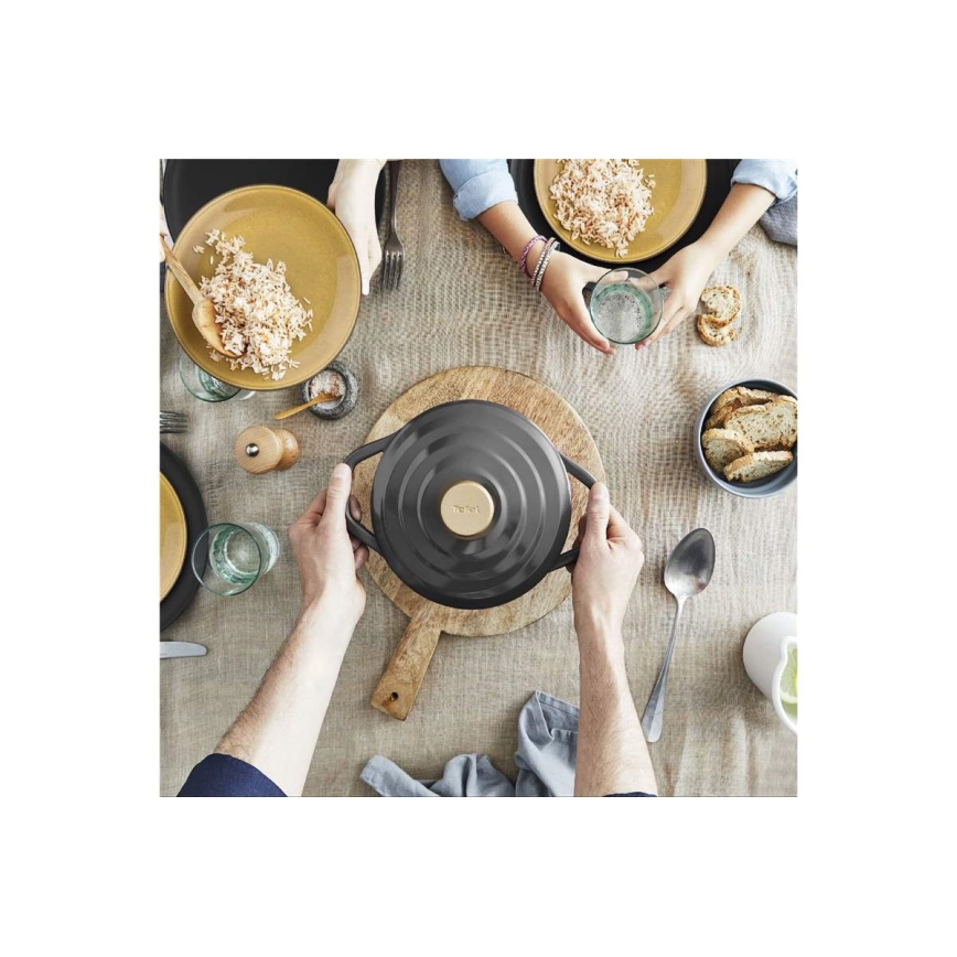 Tefal - Kookpan met deksel AIR 20 cm antraciet