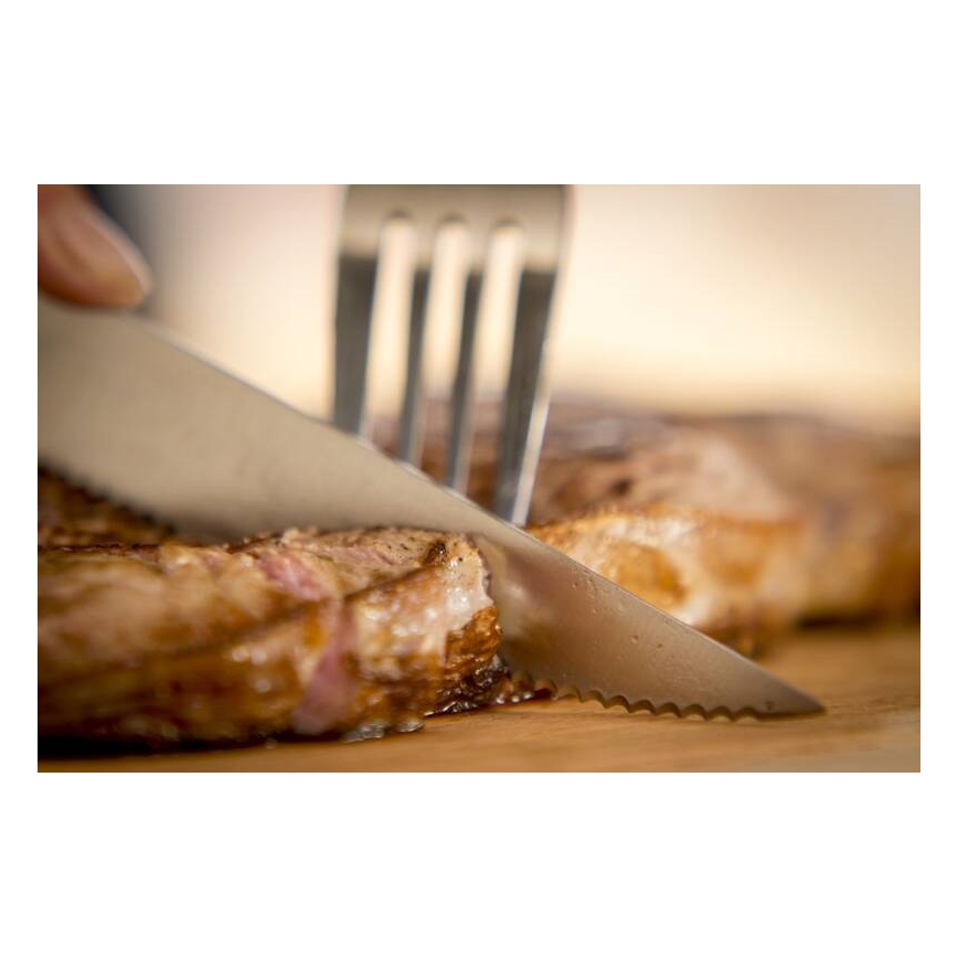 Tefal - Ensemble de 4 couteaux à steak ICE FORCE 11 cm en acier inoxydable, finition chrome brillant et poignées noires