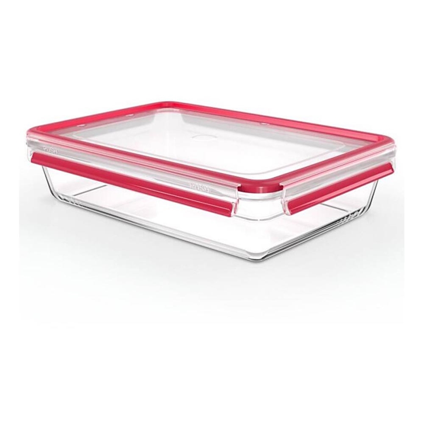 Tefal - Récipient alimentaire 3 l MSEAL GLASS rouge/verre