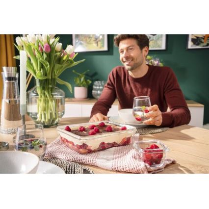 Tefal - Récipient alimentaire 3 l MSEAL GLASS rouge/verre