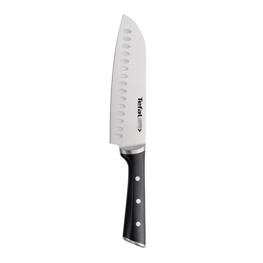 Tefal - Roestvrijstalen mes santoku ICE FORCE 18 cm glanzend chroom/zwart