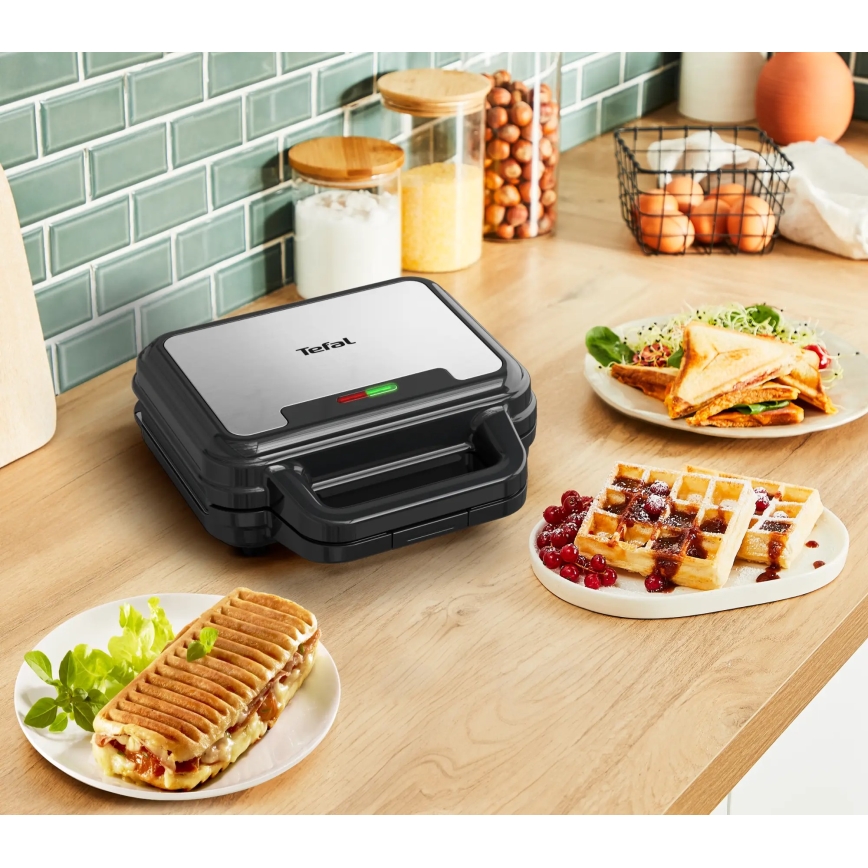 Tefal - Sandwich maker ULTRA COMPACT 3in1 700W/230V zwart/mat chroom