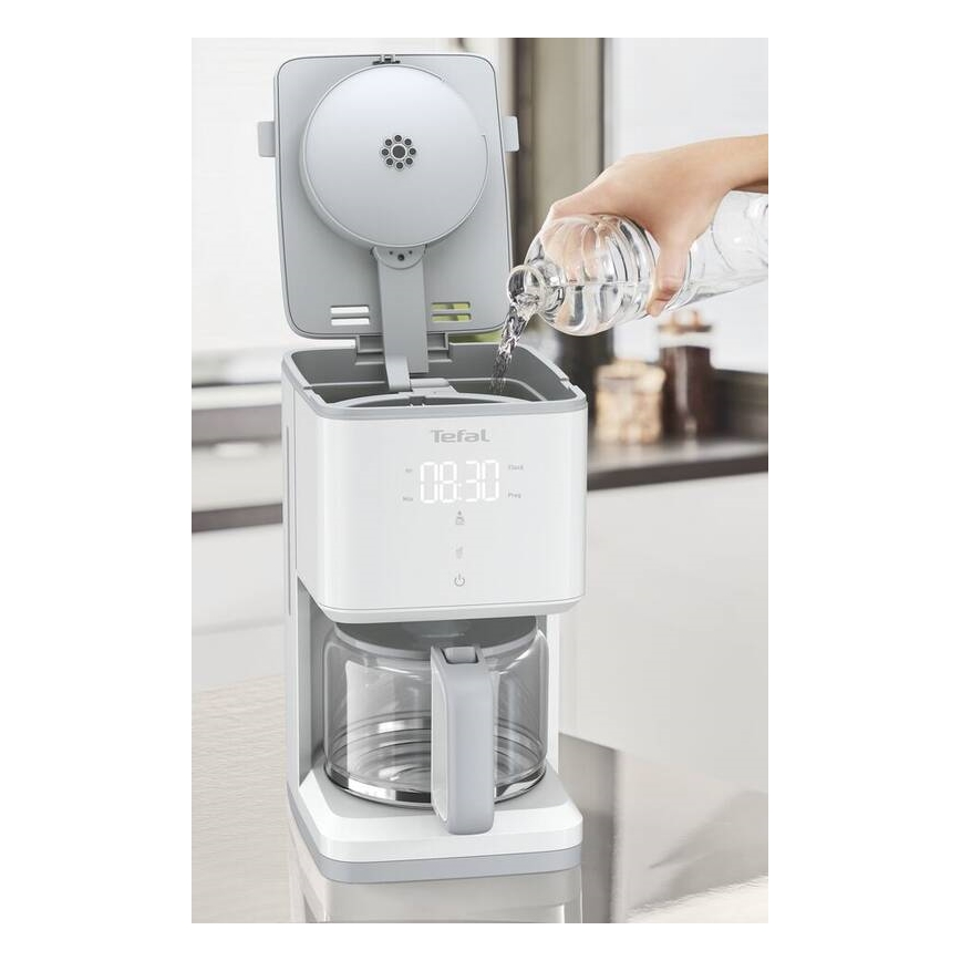 Tefal - Filterkoffiezetapparaat met LCD-display SENSE 1000W/230V wit