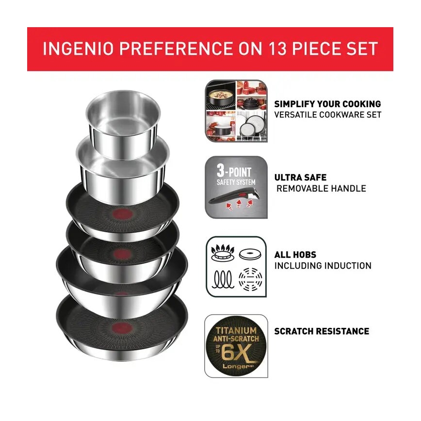 Tefal - Set kookgerei 13 st. INGENIO PREFERENCE ON roestvrij