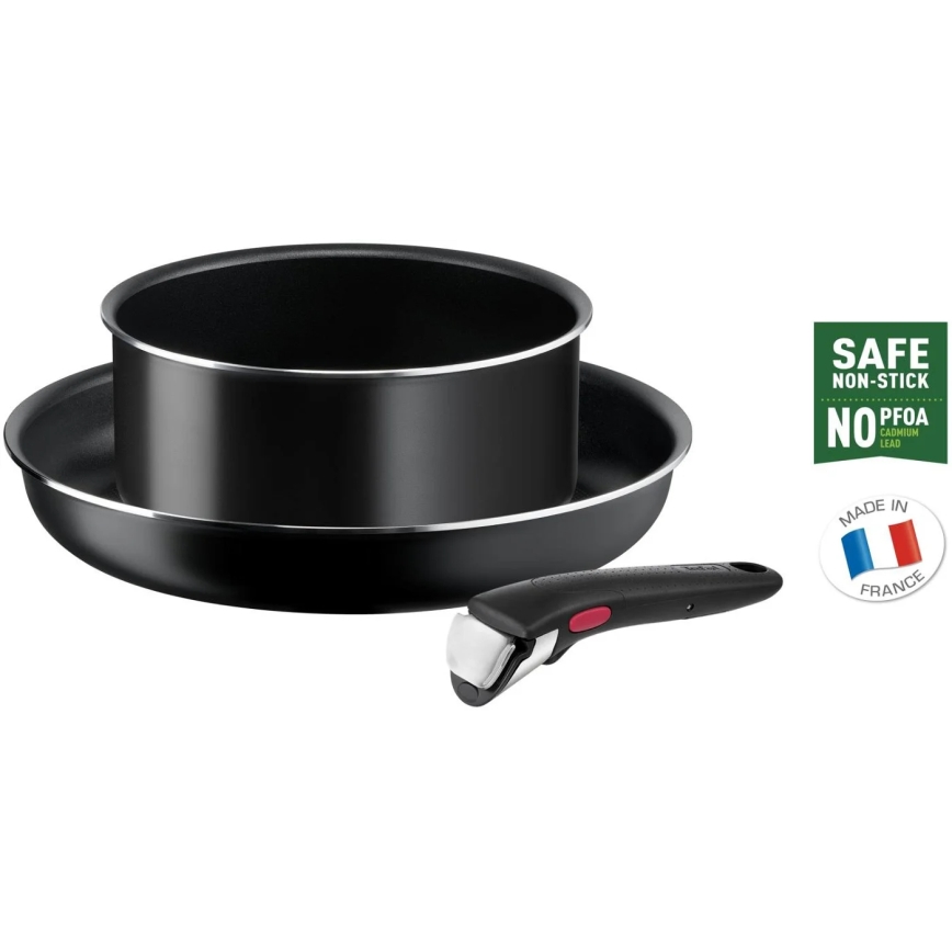Tefal - Set kookgerei 3 st. INGENIO EASY COOK & CLEAN BLACK