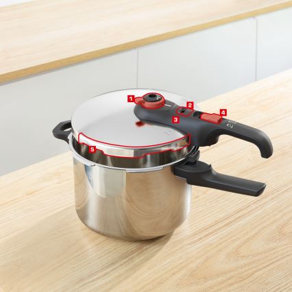 Tefal - Snelkookpan 6 l SECURE TRENDY + 5-delige set INGENIO EMOTION