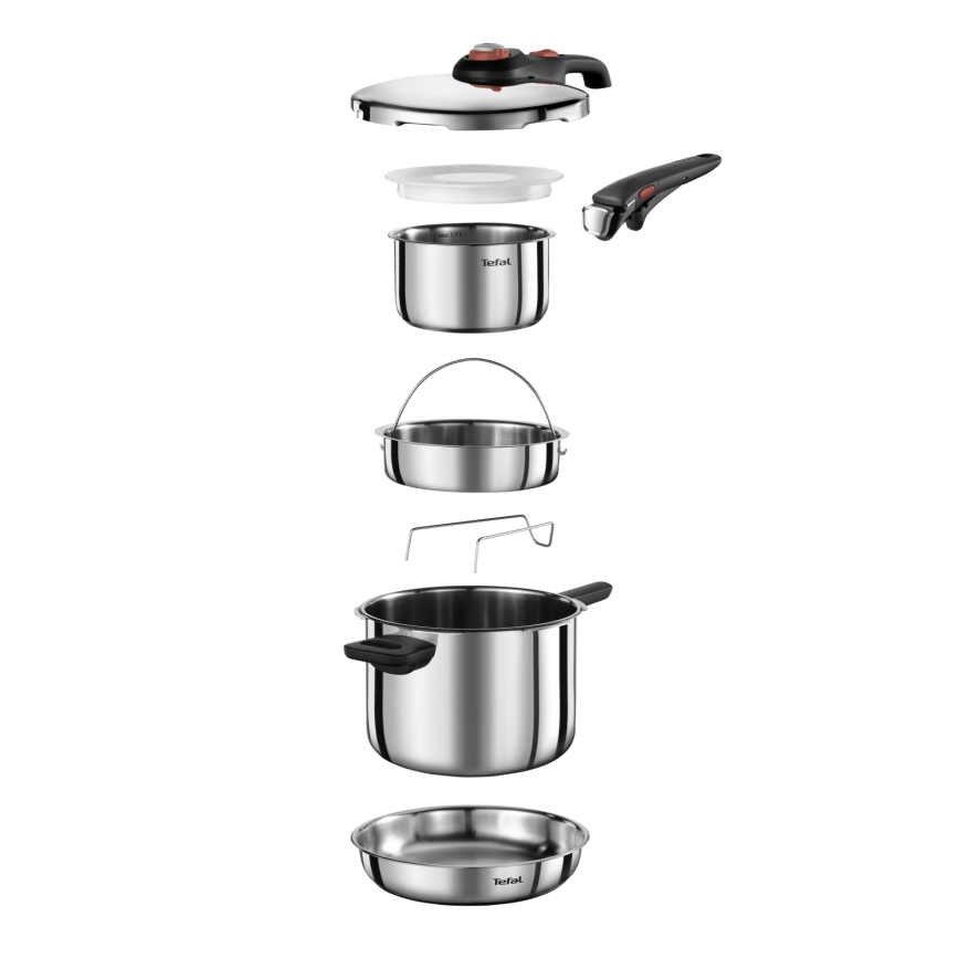 Tefal - Snelkookpan 6 l SECURE TRENDY + 5-delige set INGENIO EMOTION