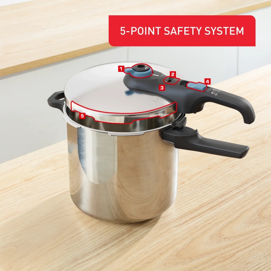 Tefal - Snelkookpan 8 l SECURE TRENDY roestvrij