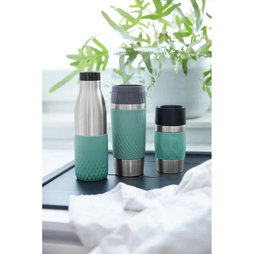 Tefal - Thermische mok 360 ml EASY TWIST MUG roestvrij/groen