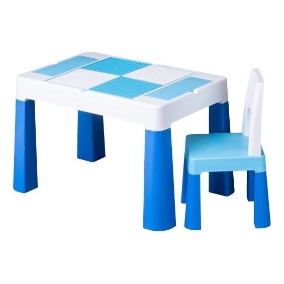 TEGA BABY - Kinderbureau met stoel blauw/wit