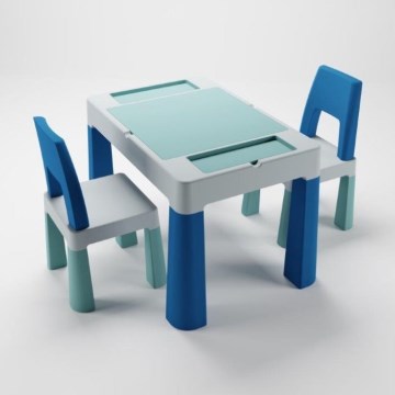 TEGA BABY - Kindertafel met stoelen turkoois/blauw/wit