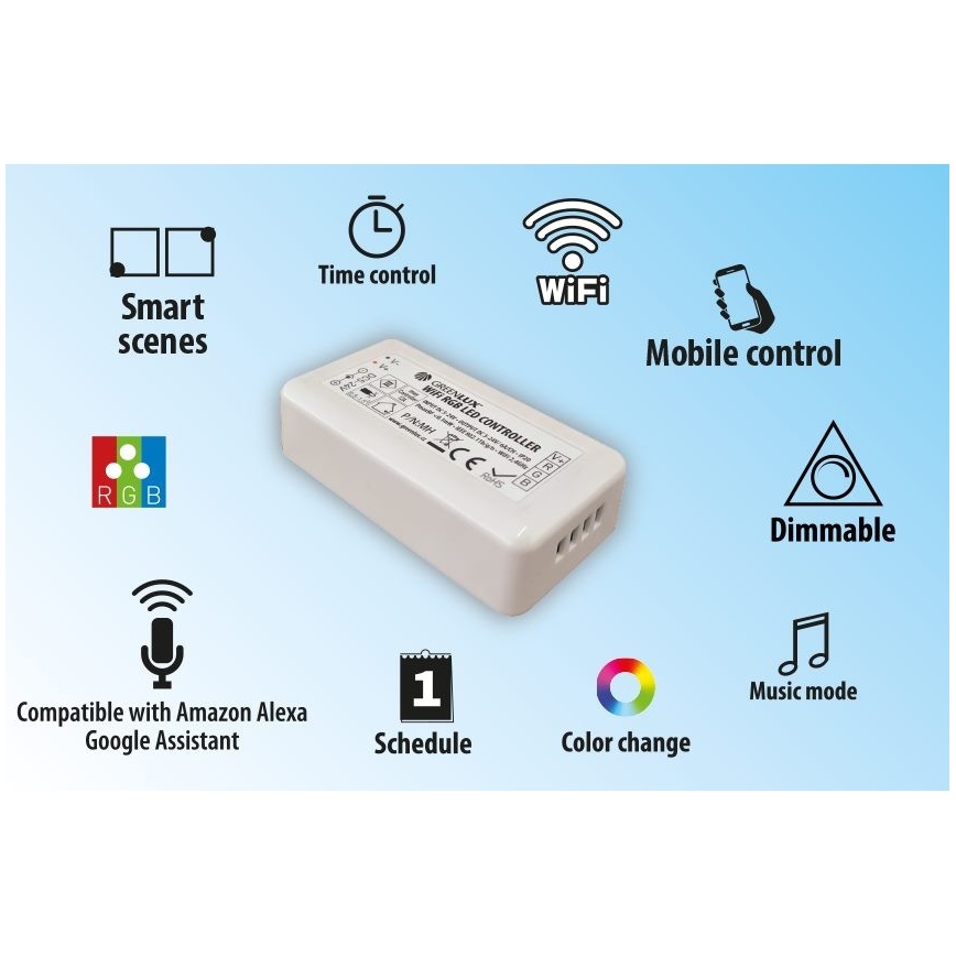 Télécommande connectée pour rubans LED RVB 5-24V Wi-Fi Tuya