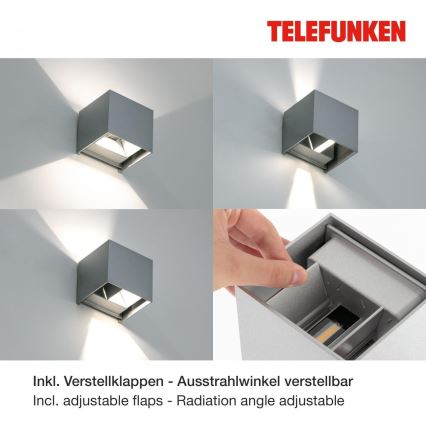 Telefunken 303404TF - LED buitenwandlamp LED/7W/230V IP44 zilver