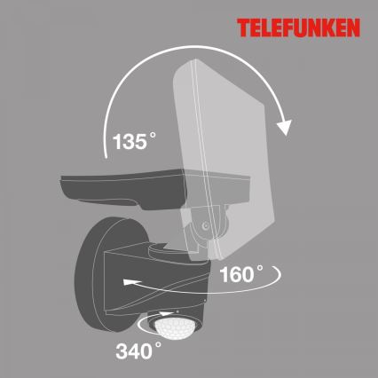 Telefunken 304305TF - Applique murale extérieure avec détecteur LED/24W/230V IP44 noir