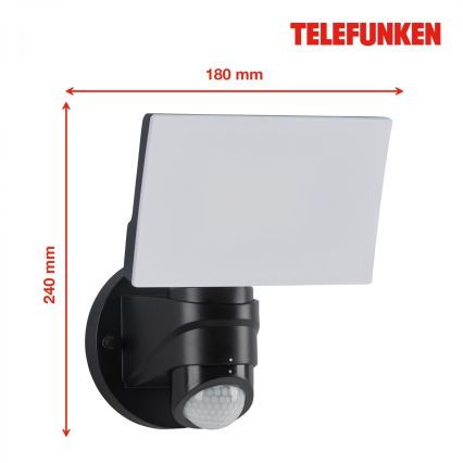 Telefunken 304305TF - Applique murale extérieure avec détecteur LED/24W/230V IP44 noir