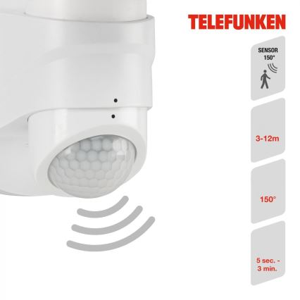 Telefunken 304306TF - Applique murale extérieure avec détecteur LED/16W/230V IP44 blanc