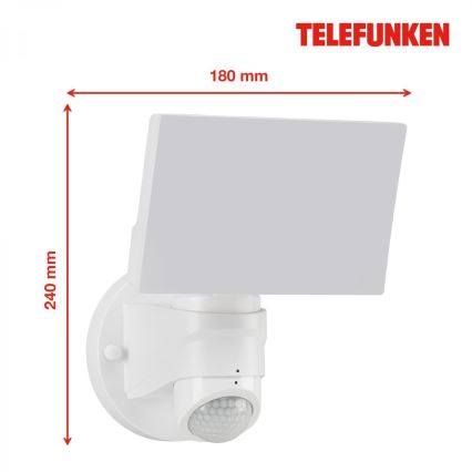 Telefunken 304306TF - Applique murale extérieure avec détecteur LED/16W/230V IP44 blanc