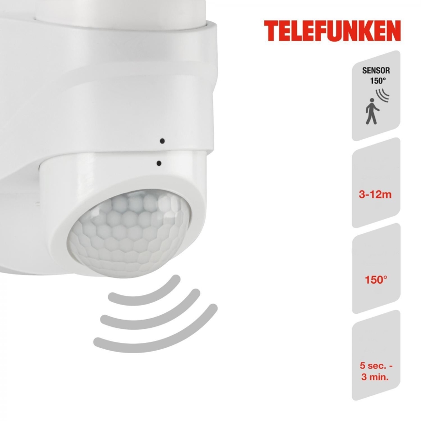 Telefunken 304306TF - LED Wandlamp met sensor voor buiten LED/16W/230V IP44 wit