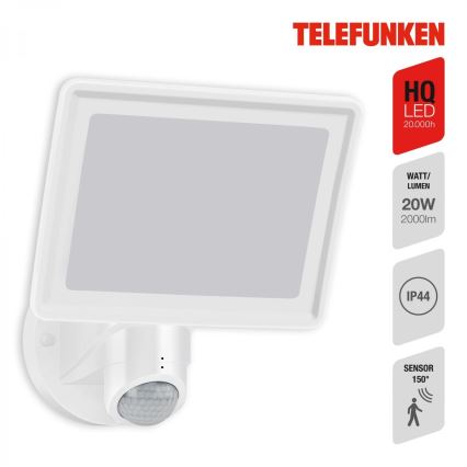 Telefunken 304406TF - LED Buitenwand schijnwerper met sensor LED/20W/230V IP44