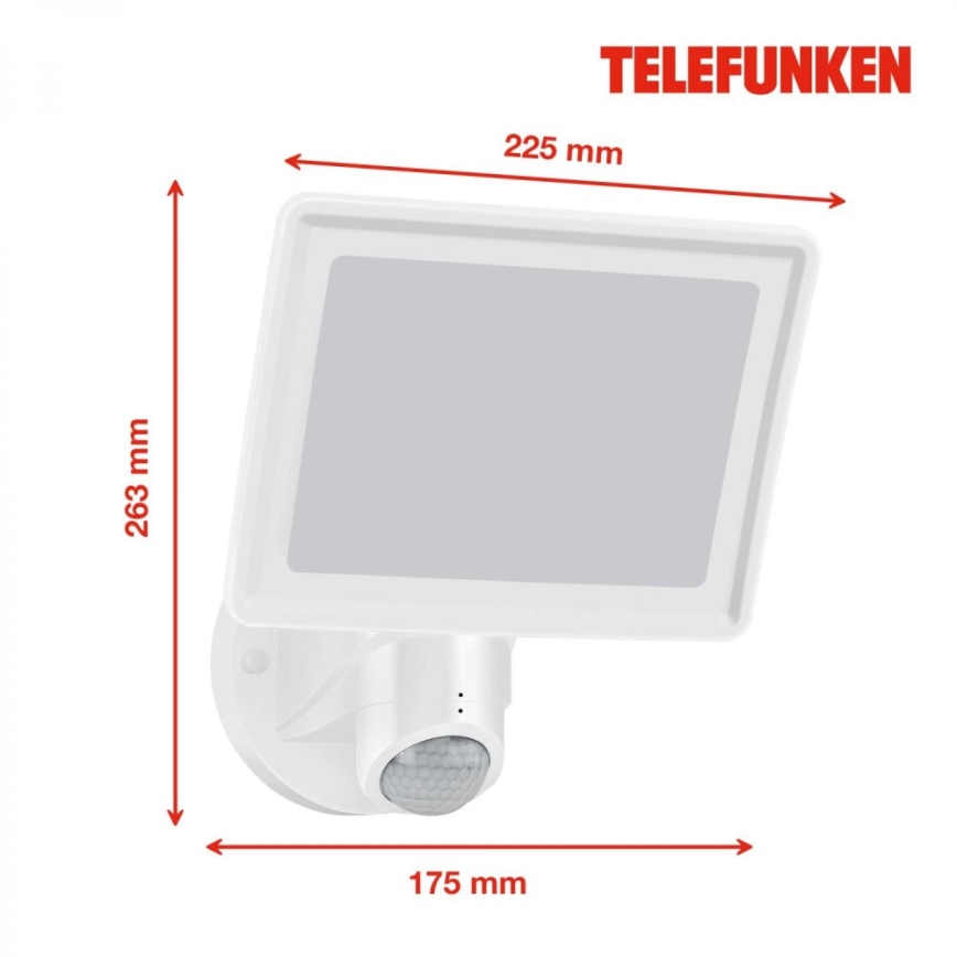 Telefunken 304406TF - projecteur mural d'extérieur LED avec détecteur de mouvement LED/20W/230V IP44