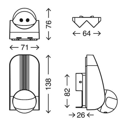 Telefunken 306504TF - Bewegingssensor voor buiten 180° IP44 zilver