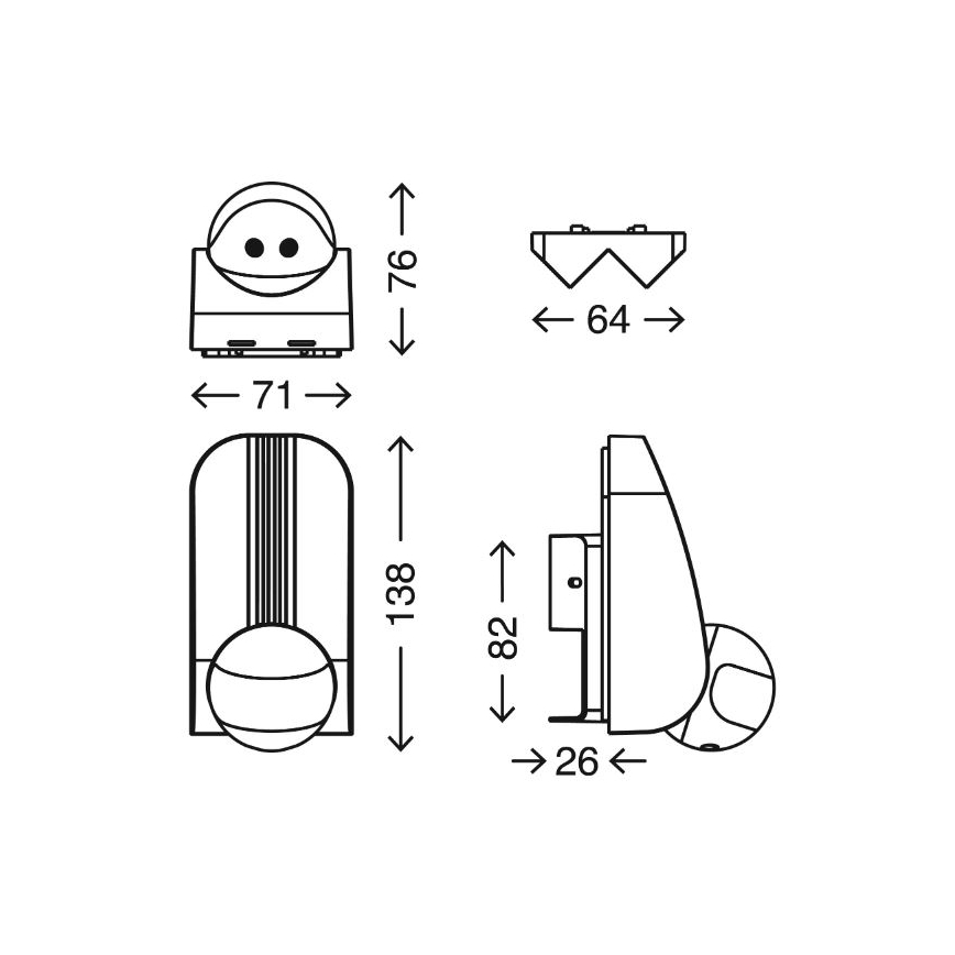 Telefunken 306504TF - Détecteur de mouvement extérieur 180° IP44 argent