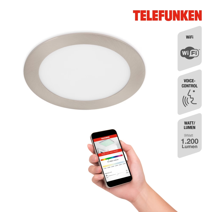 Telefunken 309402TF - LED RGBW Spot encastrable salle de bain à intensité variable LED/12W/230V 2700-6500K IP23 Wi-Fi Tuya