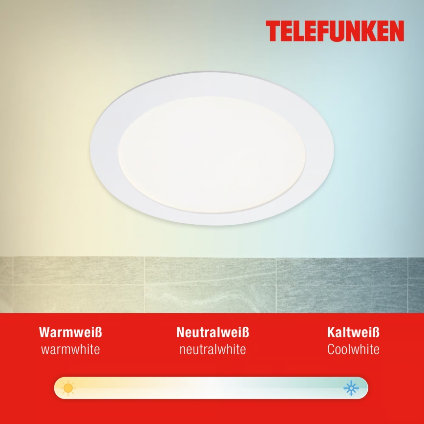 Telefunken 309406TF - Luminaire encastré dimmable LED RGBW FRAME LED/12W/230V 2700-6500K Wi-Fi Tuya blanc