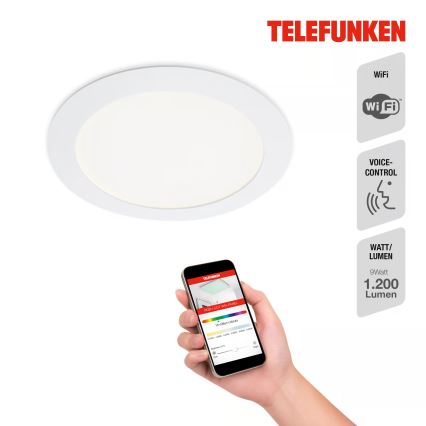 Telefunken 309406TF - Luminaire encastré dimmable LED RGBW FRAME LED/12W/230V 2700-6500K Wi-Fi Tuya blanc