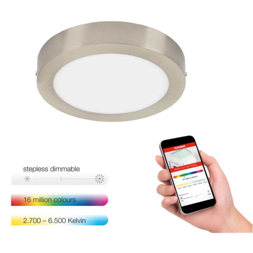 Telefunken 309502TF - LED RGBW Dimbare plafondlamp LED/18W/230V 2700-6500K Wi-Fi Tuya + afstandsbediening
