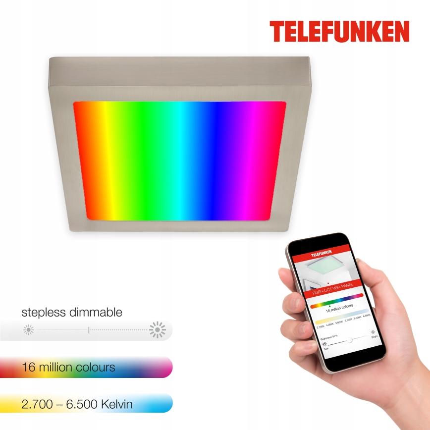 Telefunken 309602TF - LED RGBW Dimbare plafondlamp LED/18W/230V 2700-6500K Wi-Fi Tuya