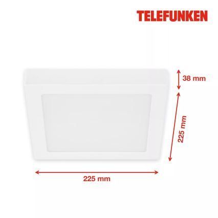 Telefunken 309706TF - Plafonnier à intensité variable RGB LED/23W/230V 2700-6500K Wi-Fi Tuya blanc