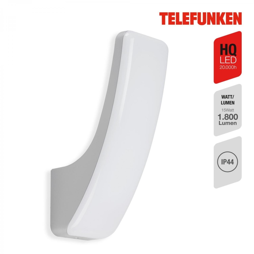 Telefunken 311604TF - LED Wandlamp voor buiten LED/15W/230V IP44 zilver