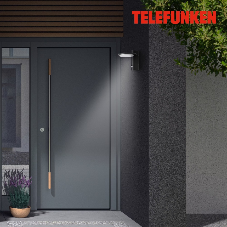 Telefunken 312505TF- Applique murale extérieure avec détecteur LED/10W/230V IP44 noir