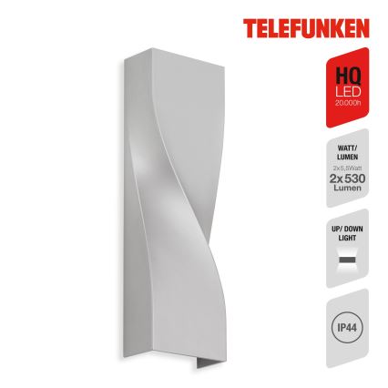 Telefunken 312704TF - LED Wandlamp voor buiten 2xLED/5,5W/230V IP44 zilver