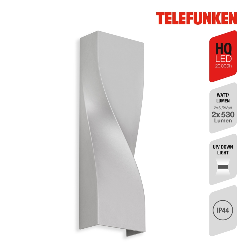 Telefunken 312704TF - LED Wandlamp voor buiten 2xLED/5,5W/230V IP44 zilver