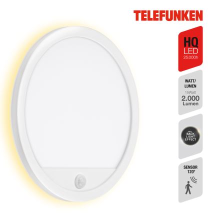 Telefunken 313706TF - LED Applique murale extérieure avec détecteur LED/15W/230V IP44 blanc