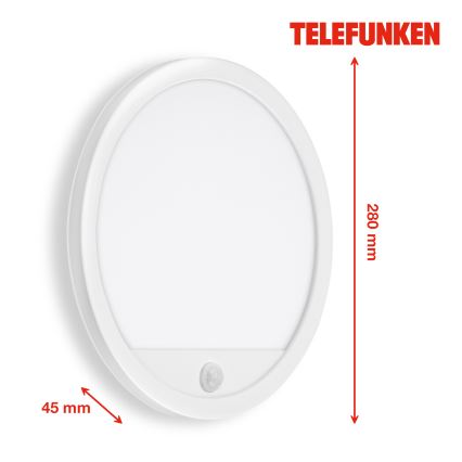 Telefunken 313706TF - LED Applique murale extérieure avec détecteur LED/15W/230V IP44 blanc