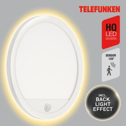Telefunken 313706TF - LED Wandlamp voor buiten met sensor LED/15W/230V IP44 wit