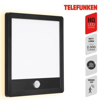 Telefunken 313805TF - LED Wandlamp voor buiten met sensor LED/15W/230V IP44