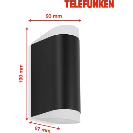 Telefunken 314905TF - LED Wandlamp voor buiten 2xGU10/5W/230V IP44 zwart