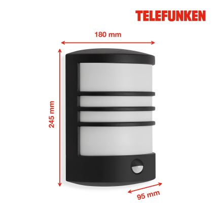 Telefunken 315505TF - LED Wandlamp voor buiten met sensor LED/12W/230V IP44 zwart