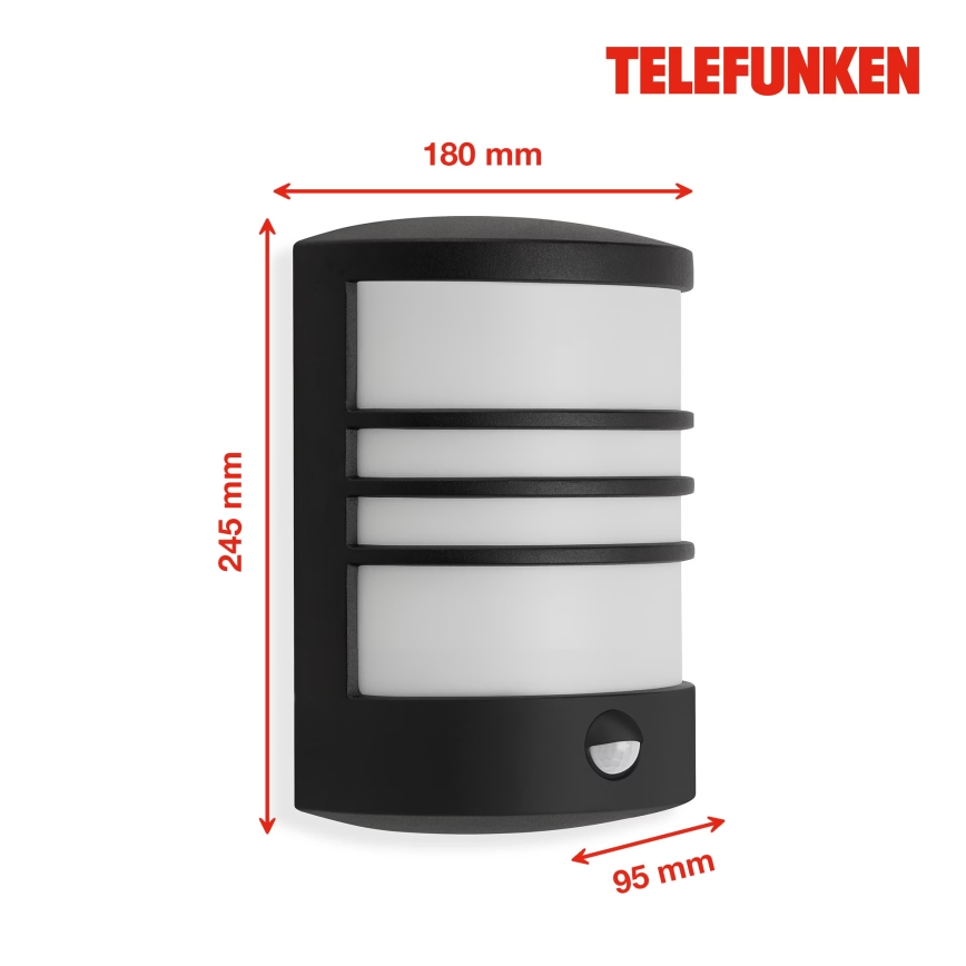 Telefunken 315505TF - LED Wandlamp voor buiten met sensor LED/12W/230V IP44 zwart