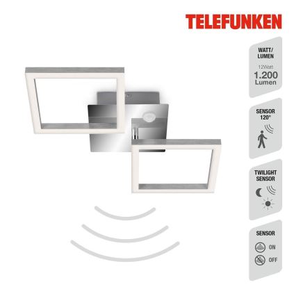 Telefunken 318508TF - Plafonnier avec détecteur FRAME LED/12W/230V 3000K chrome mat
