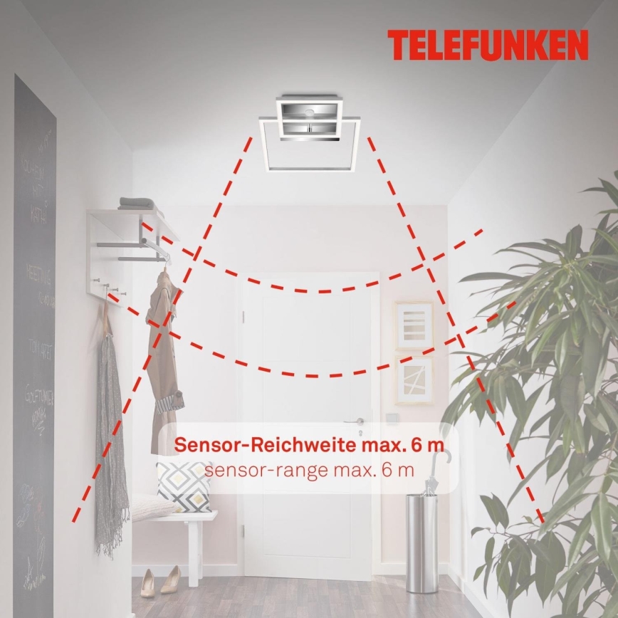 Telefunken 318608TF - Plafonnier avec détecteur FRAME LED/17W/230V 3000K chrome mat
